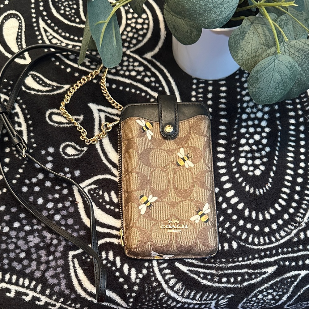 Coach Black and Brown Floral Phone Case